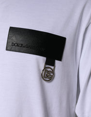 Dolce & Gabbana White Logo Patch Cotton Crew Neck T-shirt - - Dolce & Gabbana.