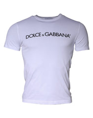 Dolce & Gabbana White Logo Print Cotton Crew Neck T-shirt - - Dolce & Gabbana.