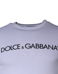 Dolce & Gabbana White Logo Print Cotton Crew Neck T-shirt - - Dolce & Gabbana.