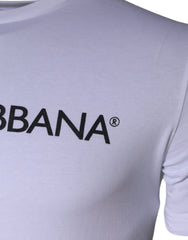 Dolce & Gabbana White Logo Print Cotton Crew Neck T-shirt - - Dolce & Gabbana.
