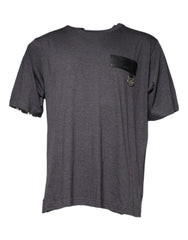 Dolce & Gabbana Gray Logo Patch Cotton Crew Neck T-shirt - - Dolce & Gabbana.
