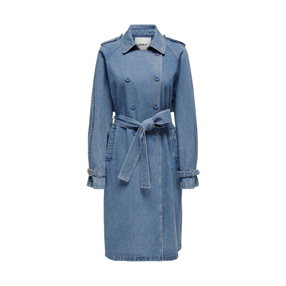 Only Blue Cotton Trench Coat -   -  Only.