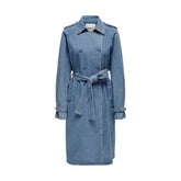 Only Blue Cotton Trench Coat -   -  Only.