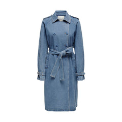 Only Blue Cotton Trench Coat -   -  Only.