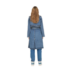 Only Blue Cotton Trench Coat -   -  Only.