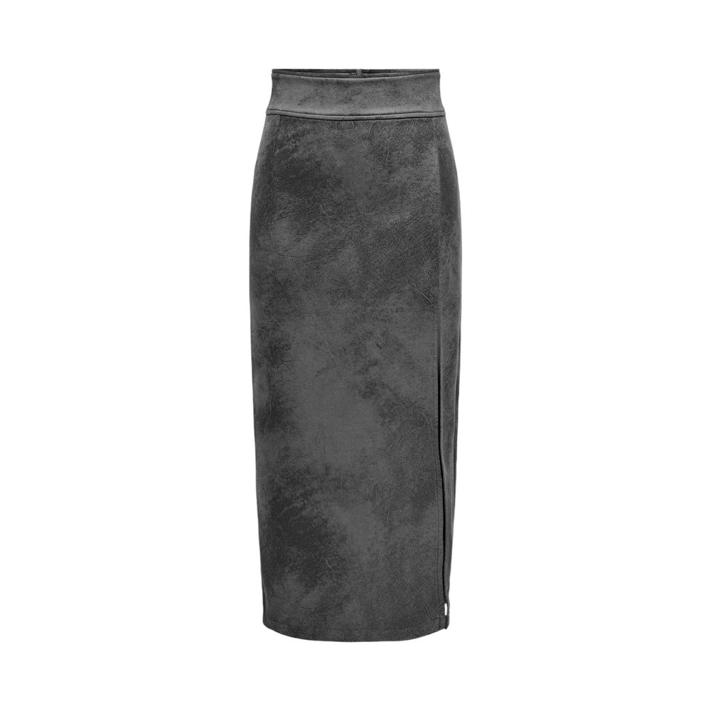 Only Gray Artificial Leather Skirt -   -  Only.