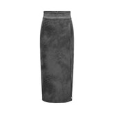 Only Gray Artificial Leather Skirt -   -  Only.