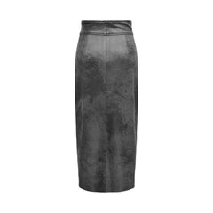 Only Gray Artificial Leather Skirt -   -  Only.