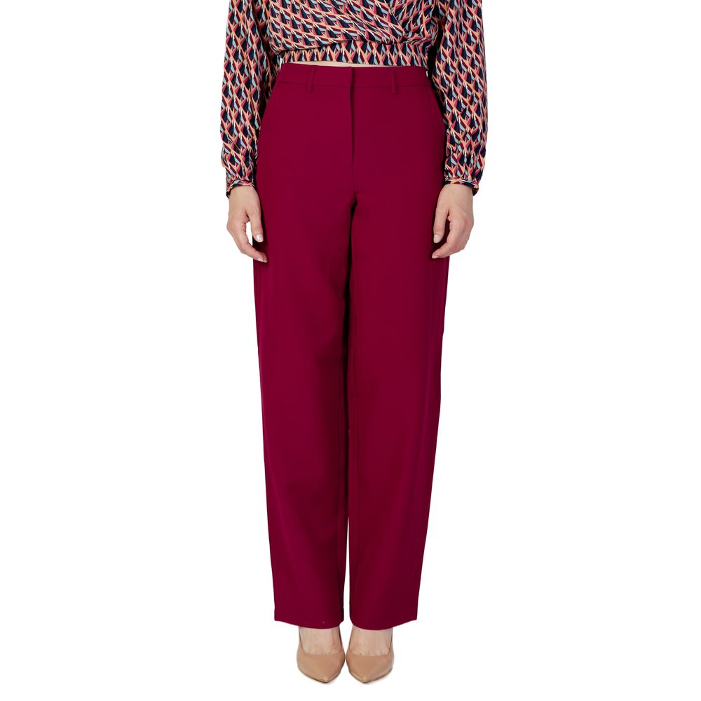 Vila Clothes Bordeaux Polyester Pant -   -  Vila Clothes.