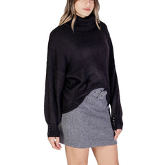 ICHI Black Marabou Turtleneck -   -  ICHI.