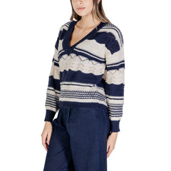 ICHI Blue Recycled Polyester Sweater -   -  ICHI.