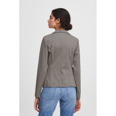 ICHI Gray Polyester Blazer -   -  ICHI.