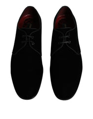 Dolce & Gabbana Black Velvet Leather Lace Up Derby Shoes -   -  Dolce & Gabbana.
