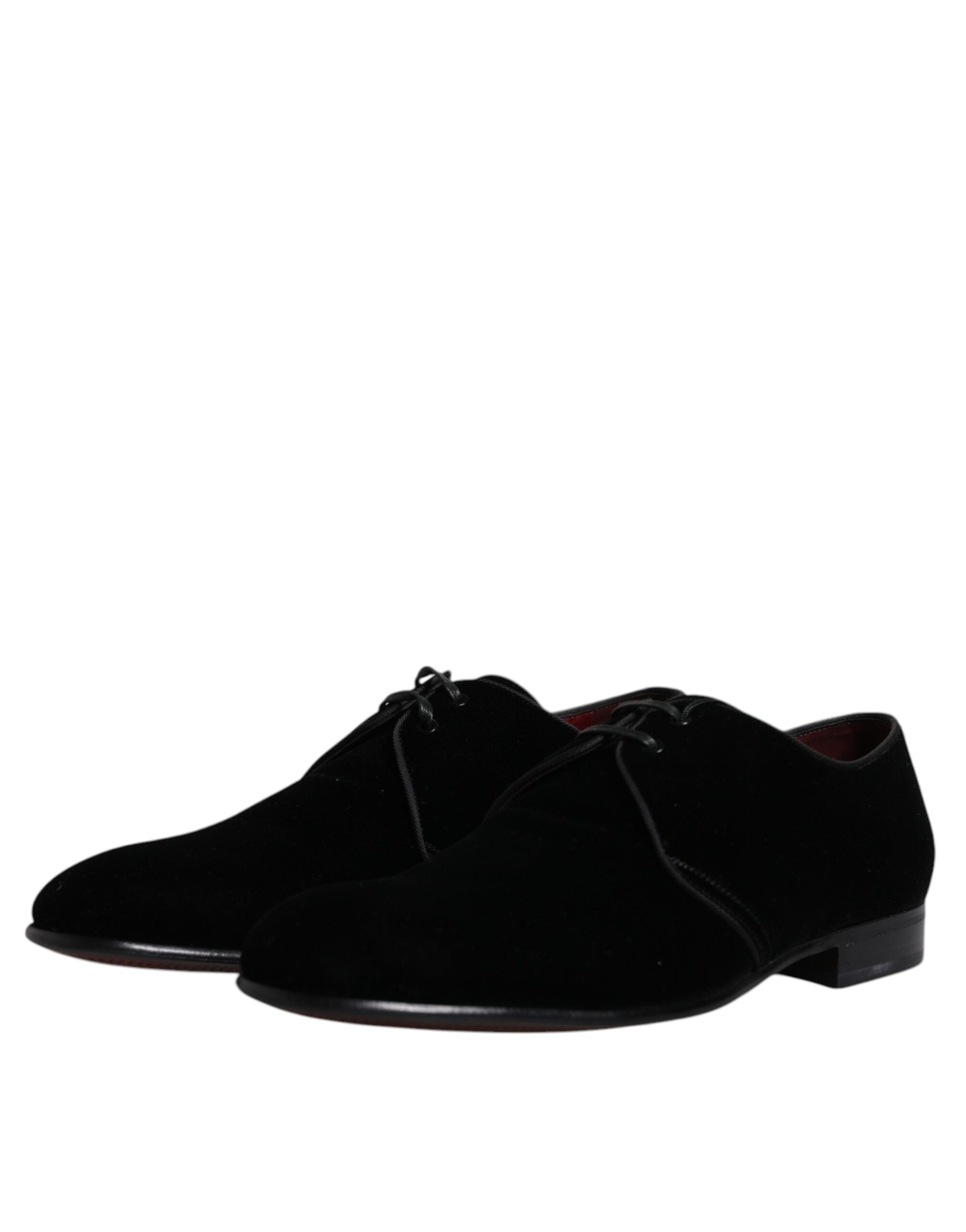 Dolce & Gabbana Black Velvet Leather Lace Up Derby Shoes -   -  Dolce & Gabbana. Dolce & Gabbana Black Velvet Leather Lace Up Derby Shoes -   -  Dolce & Gabbana.