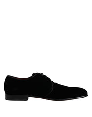 Dolce & Gabbana Black Velvet Leather Lace Up Derby Shoes -   -  Dolce & Gabbana.