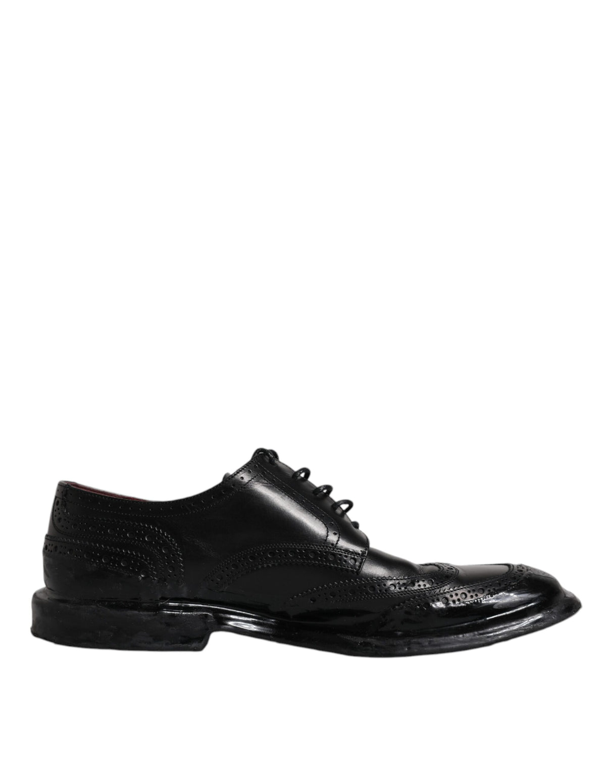Dolce & Gabbana Black Leather Derby Wingtip Formal Shoes -   -  Dolce & Gabbana.