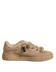 Dolce & Gabbana Brown Jute Fabric Low Top Men Sneakers Shoes -   -  Dolce & Gabbana.