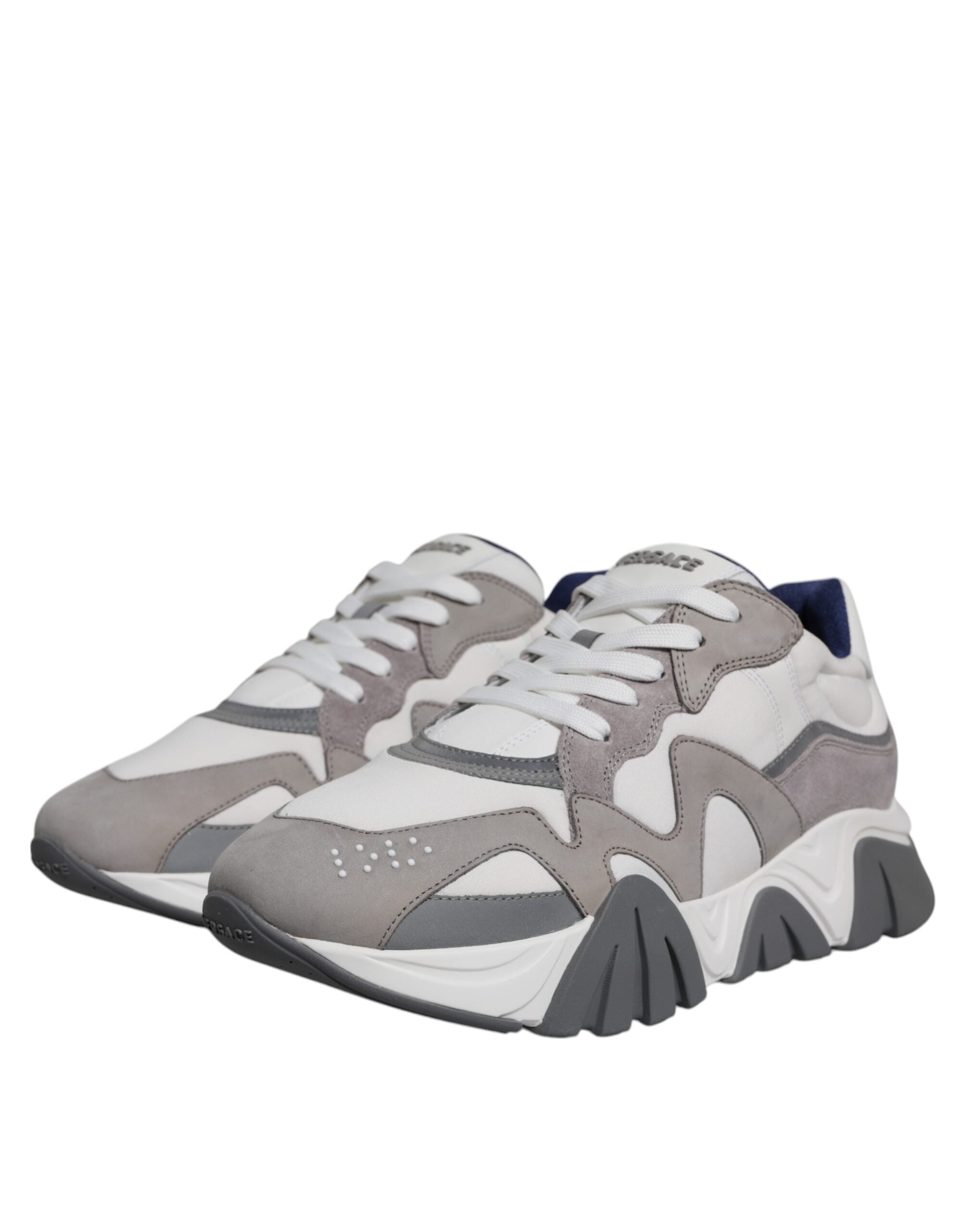 Versace Grey Leather Neoprene Chunky Low Top Squalo Sneakers Shoes -   -  Versace. Versace Grey Leather Neoprene Chunky Low Top Squalo Sneakers Shoes -   -  Versace.