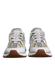 Versace White Trigreca Barocco Print Low Top Sneakers Shoes -   -  Versace.