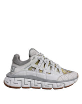 Versace White Trigreca Barocco Print Low Top Sneakers Shoes -   -  Versace.