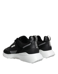 Versace Black Canvas Quad Fabric Medusa Low Top Sneaker Shoes -   -  Versace.