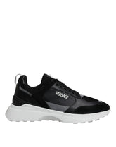 Versace Black Canvas Quad Fabric Medusa Low Top Sneaker Shoes -   -  Versace.