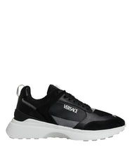 Versace Black Canvas Quad Fabric Medusa Low Top Sneaker Shoes -   -  Versace.