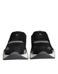 Versace Black Leather Neoprene Chunky Low Top Sneakers Squalo Shoes -   -  Versace.