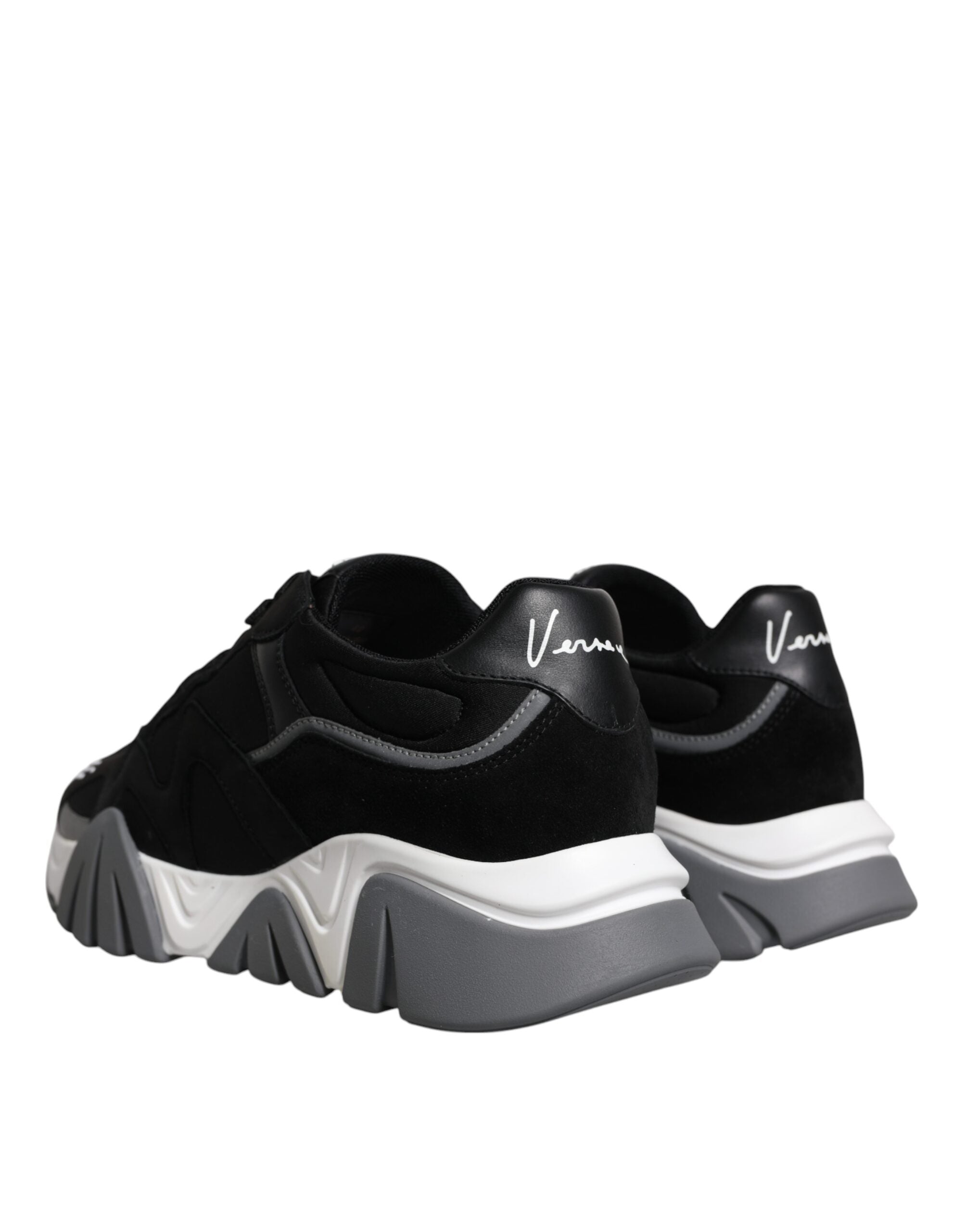 Versace Black Leather Neoprene Chunky Low Top Sneakers Squalo Shoes -   -  Versace. Versace Black Leather Neoprene Chunky Low Top Sneakers Squalo Shoes -   -  Versace.