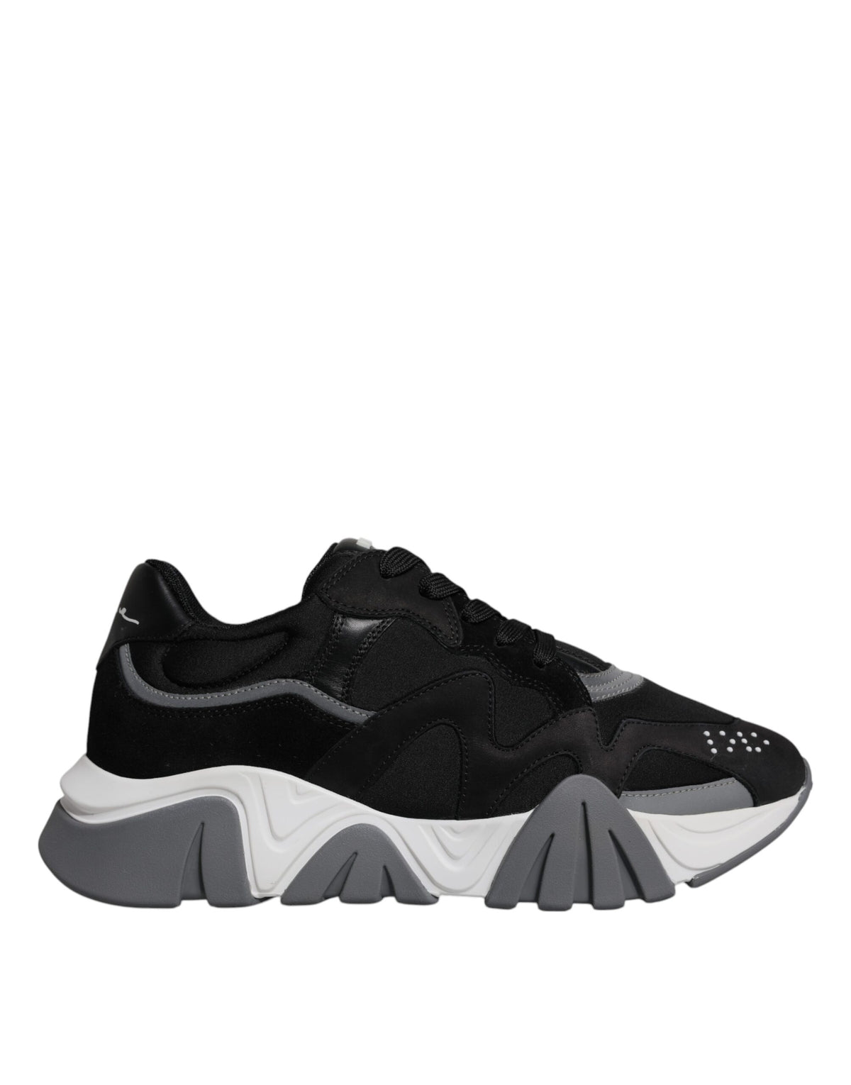 Versace Black Leather Neoprene Chunky Low Top Sneakers Squalo Shoes -   -  Versace.