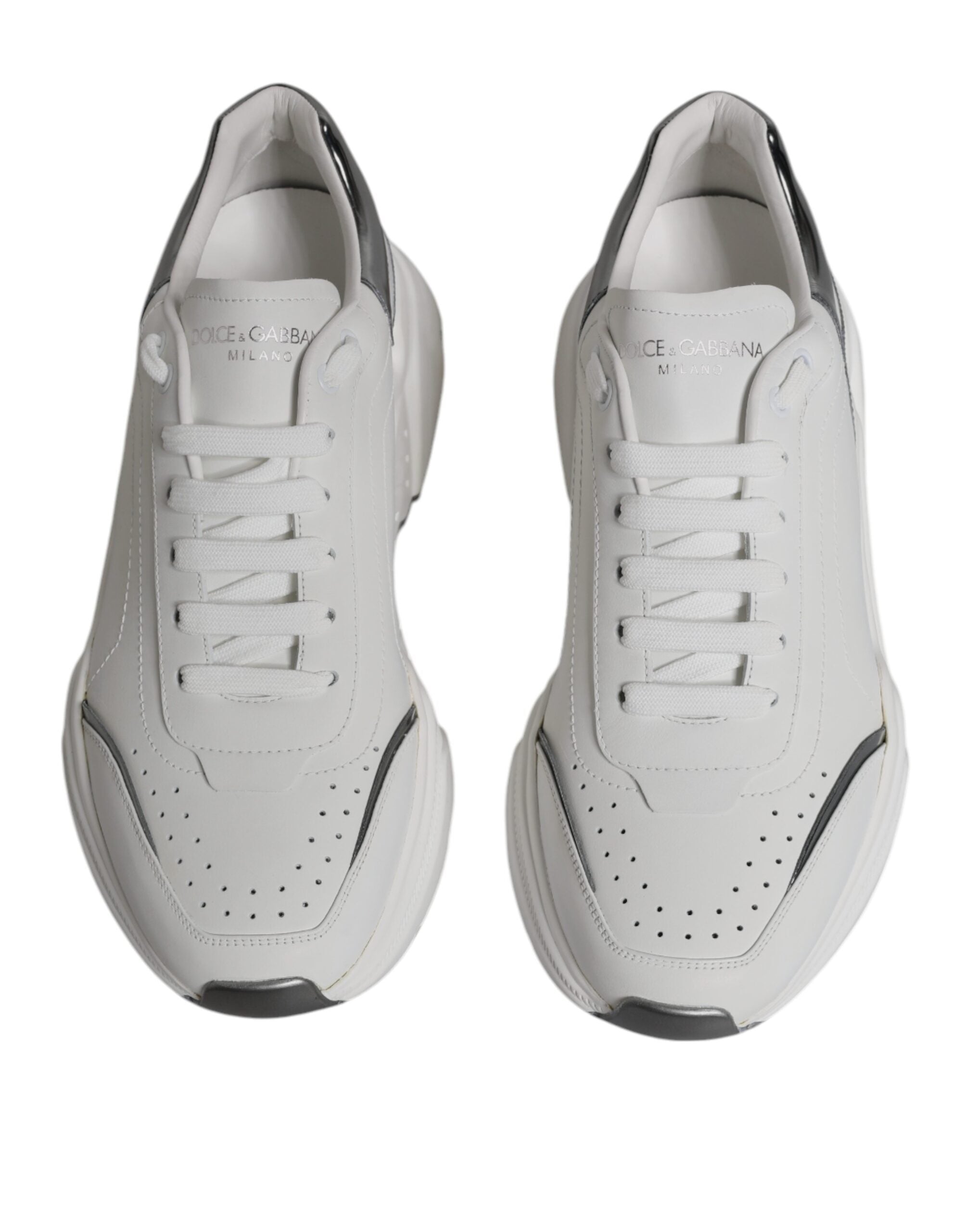 Dolce & Gabbana White Silver DAYMASTER Leather Sneakers Shoes -   -  Dolce & Gabbana. Dolce & Gabbana White Silver DAYMASTER Leather Sneakers Shoes -   -  Dolce & Gabbana.