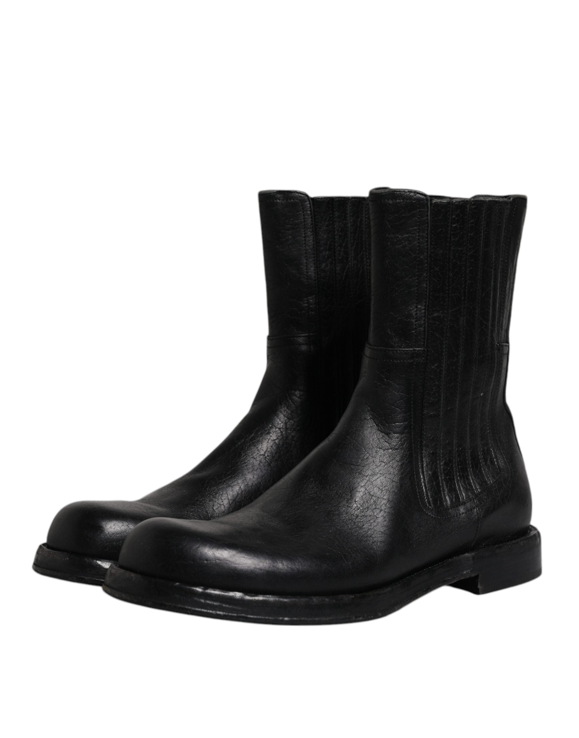 Dolce & Gabbana Black Horse Leather Mid Calf Boots Shoes -   -  Dolce & Gabbana. Dolce & Gabbana Black Horse Leather Mid Calf Boots Shoes -   -  Dolce & Gabbana.