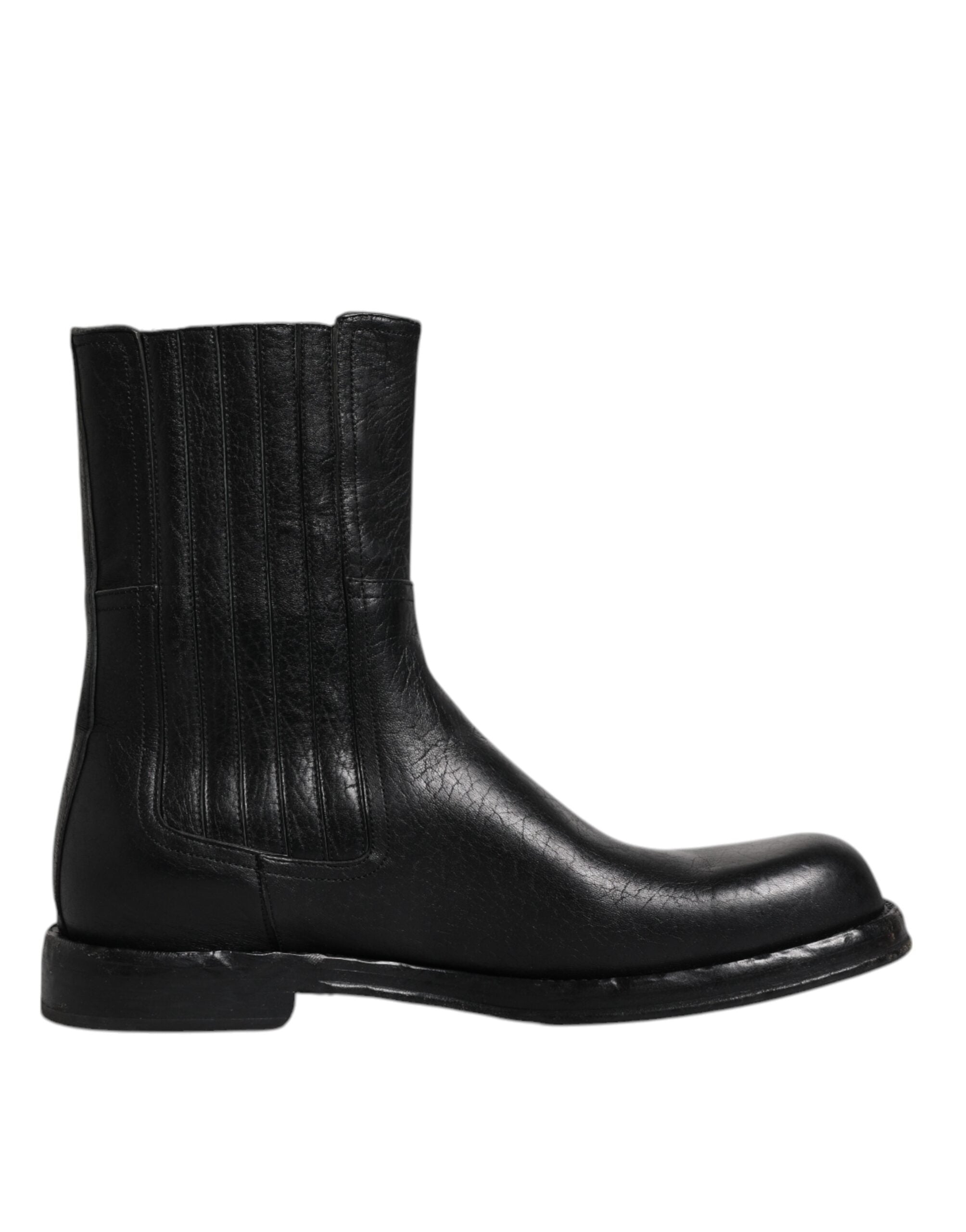 Dolce & Gabbana Black Horse Leather Mid Calf Boots Shoes -   -  Dolce & Gabbana. Dolce & Gabbana Black Horse Leather Mid Calf Boots Shoes -   -  Dolce & Gabbana.