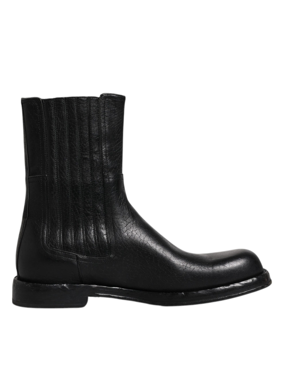 Dolce & Gabbana Black Horse Leather Mid Calf Boots Shoes -   -  Dolce & Gabbana.