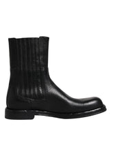Dolce & Gabbana Black Horse Leather Mid Calf Boots Shoes -   -  Dolce & Gabbana.