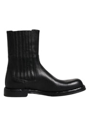 Dolce & Gabbana Black Horse Leather Mid Calf Boots Shoes -   -  Dolce & Gabbana.
