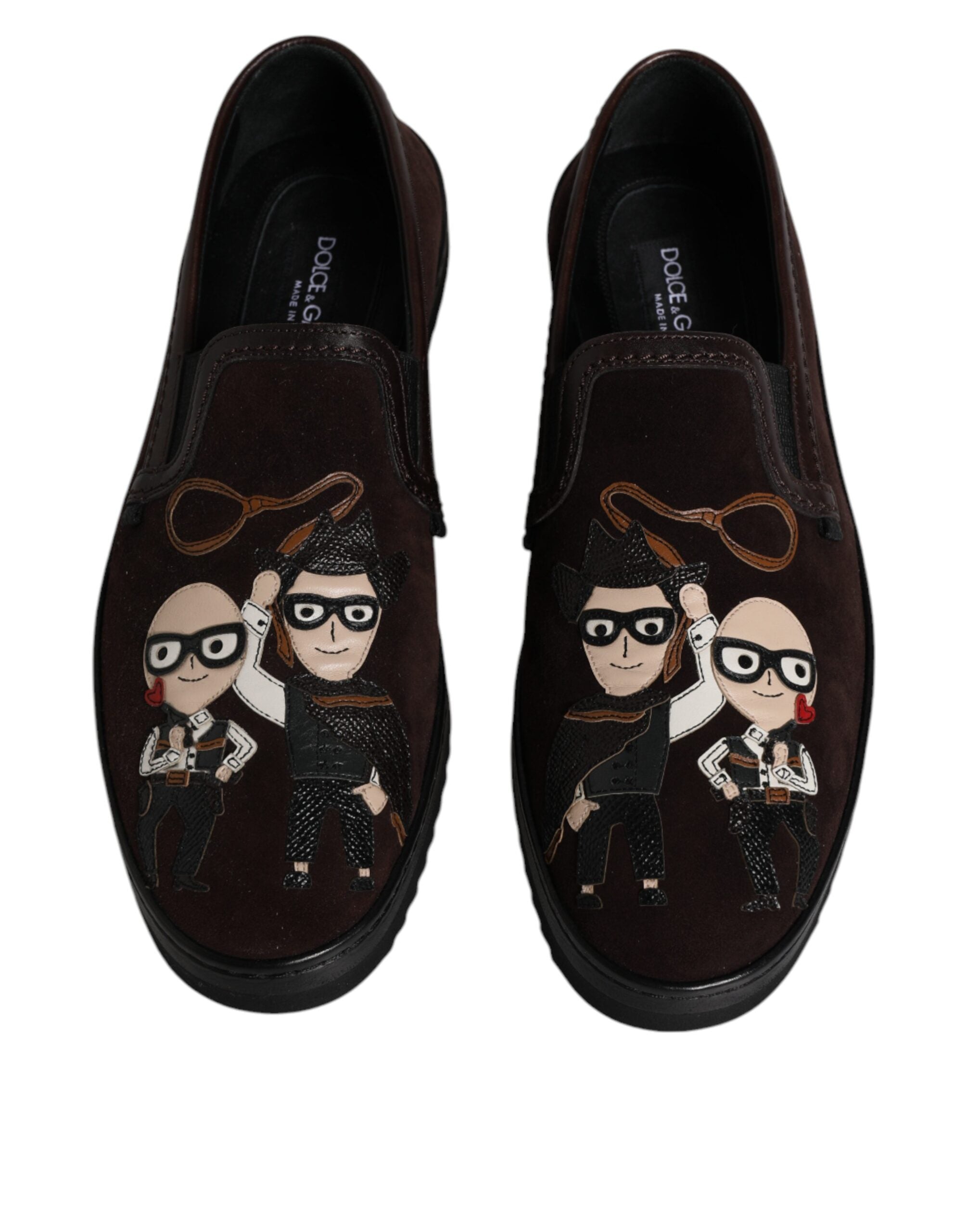 Dolce & Gabbana Brown Suede DG Family Slip On Flats Shoes -   -  Dolce & Gabbana. Dolce & Gabbana Brown Suede DG Family Slip On Flats Shoes -   -  Dolce & Gabbana.
