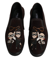 Dolce & Gabbana Brown Suede DG Family Slip On Flats Shoes -   -  Dolce & Gabbana.