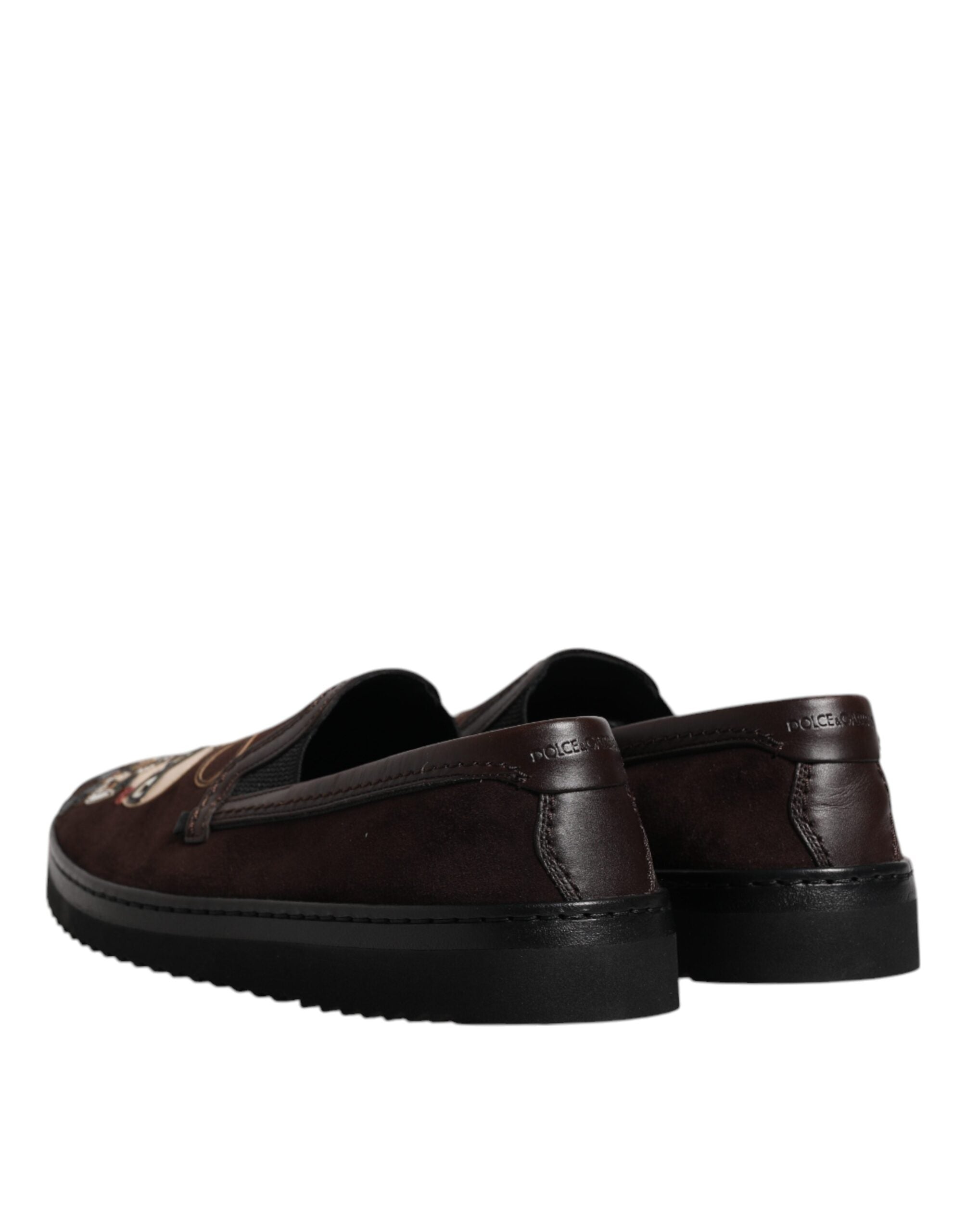 Dolce & Gabbana Brown Suede DG Family Slip On Flats Shoes -   -  Dolce & Gabbana. Dolce & Gabbana Brown Suede DG Family Slip On Flats Shoes -   -  Dolce & Gabbana.