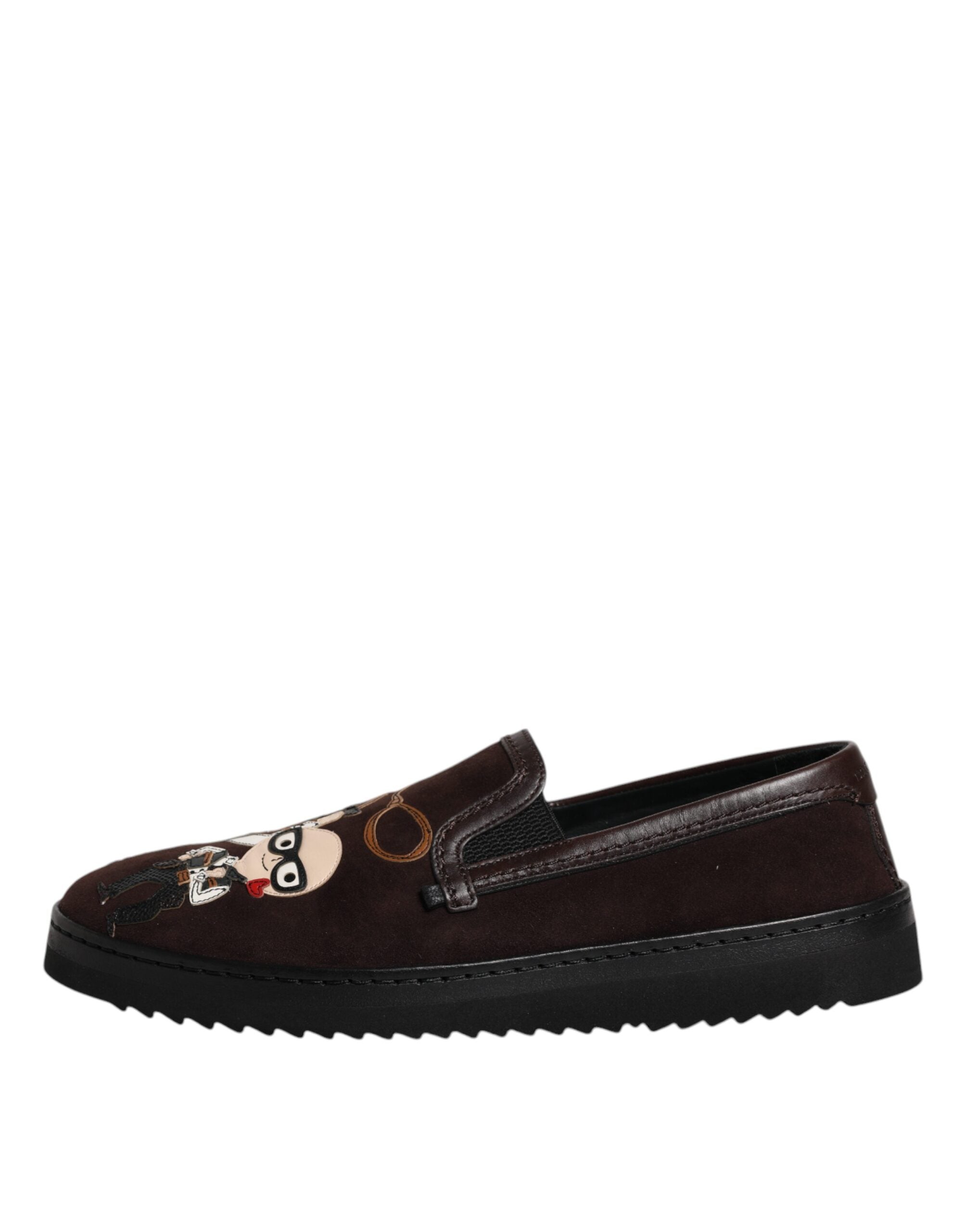 Dolce & Gabbana Brown Suede DG Family Slip On Flats Shoes -   -  Dolce & Gabbana. Dolce & Gabbana Brown Suede DG Family Slip On Flats Shoes -   -  Dolce & Gabbana.