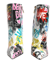 Dolce & Gabbana Multicolor Graffiti Keira Mid Calf Boots Shoes -   -  Dolce & Gabbana.