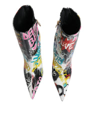 Dolce & Gabbana Multicolor Graffiti Keira Mid Calf Boots Shoes -   -  Dolce & Gabbana.