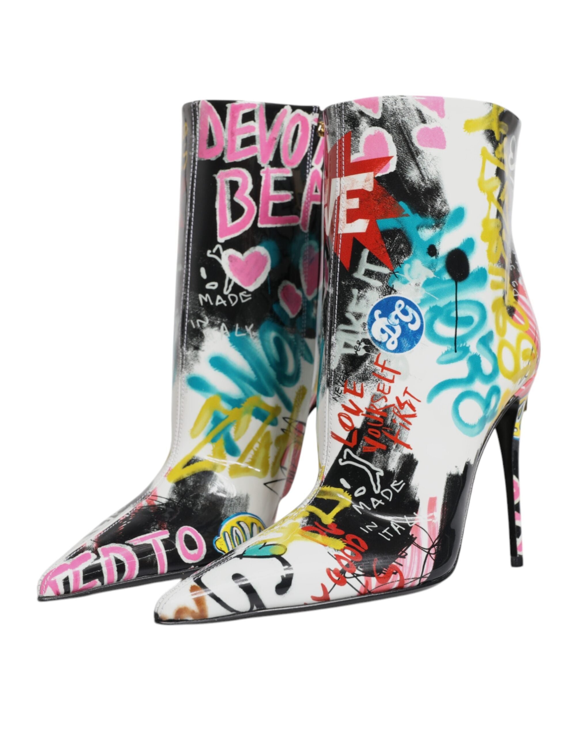 Dolce & Gabbana Multicolor Graffiti Keira Mid Calf Boots Shoes -   -  Dolce & Gabbana. Dolce & Gabbana Multicolor Graffiti Keira Mid Calf Boots Shoes -   -  Dolce & Gabbana.