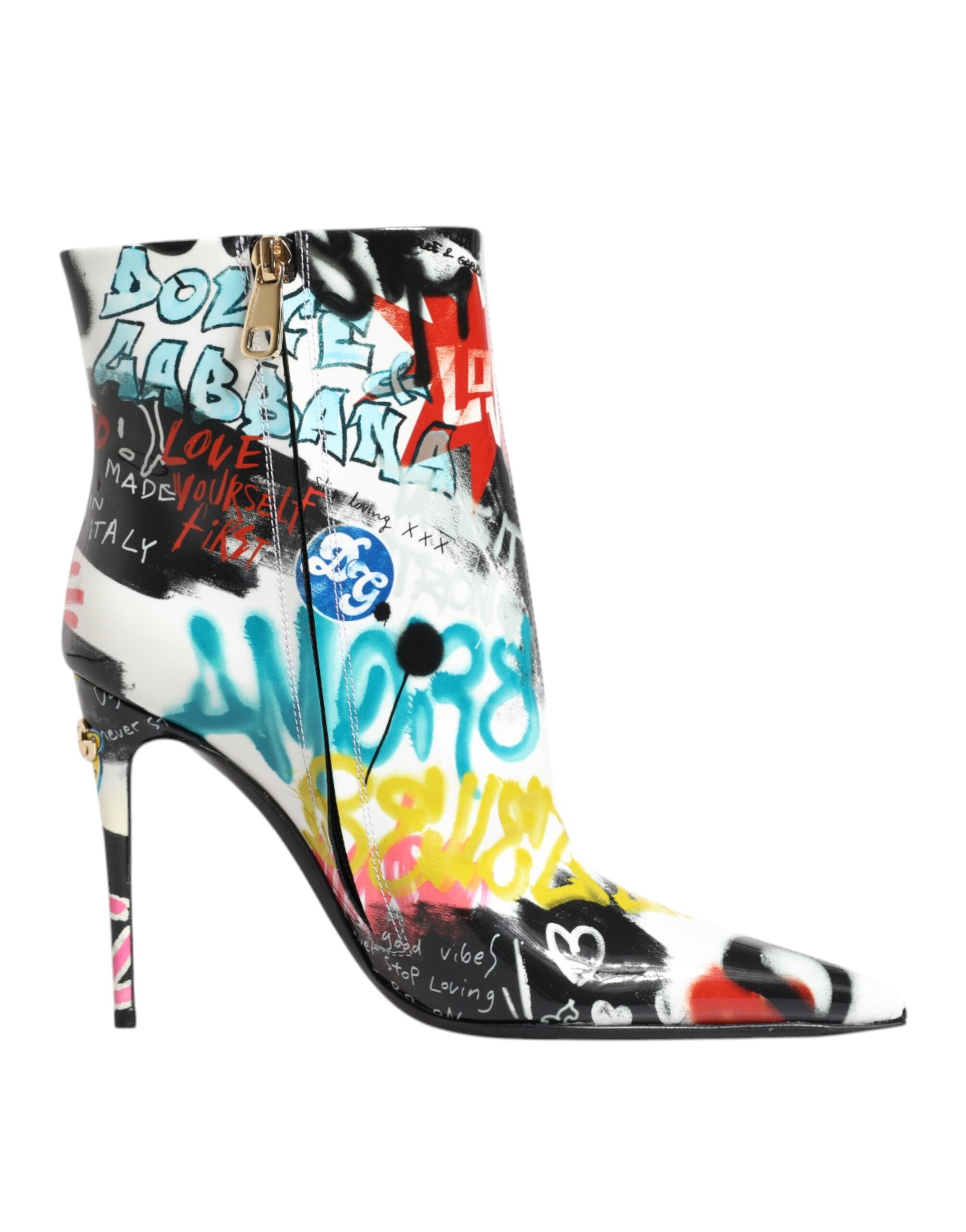Dolce & Gabbana Multicolor Graffiti Keira Mid Calf Boots Shoes -   -  Dolce & Gabbana.
