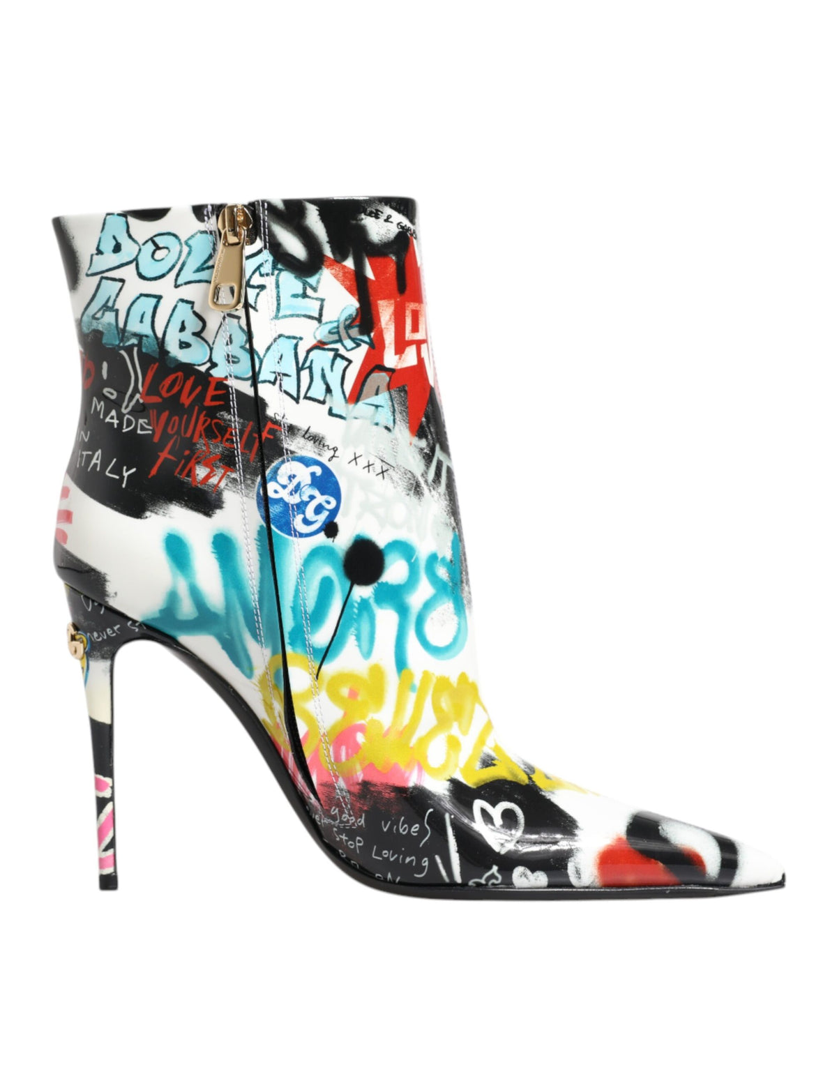 Dolce & Gabbana Multicolor Graffiti Keira Mid Calf Boots Shoes -   -  Dolce & Gabbana.