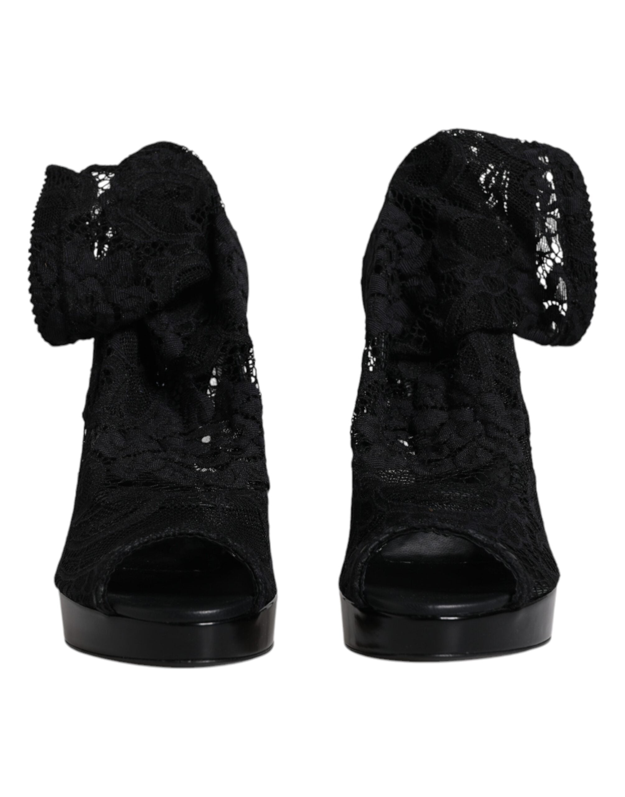 Dolce & Gabbana Black Stretch Taormina Lace Boots Shoes -   -  Dolce & Gabbana. Dolce & Gabbana Black Stretch Taormina Lace Boots Shoes -   -  Dolce & Gabbana.