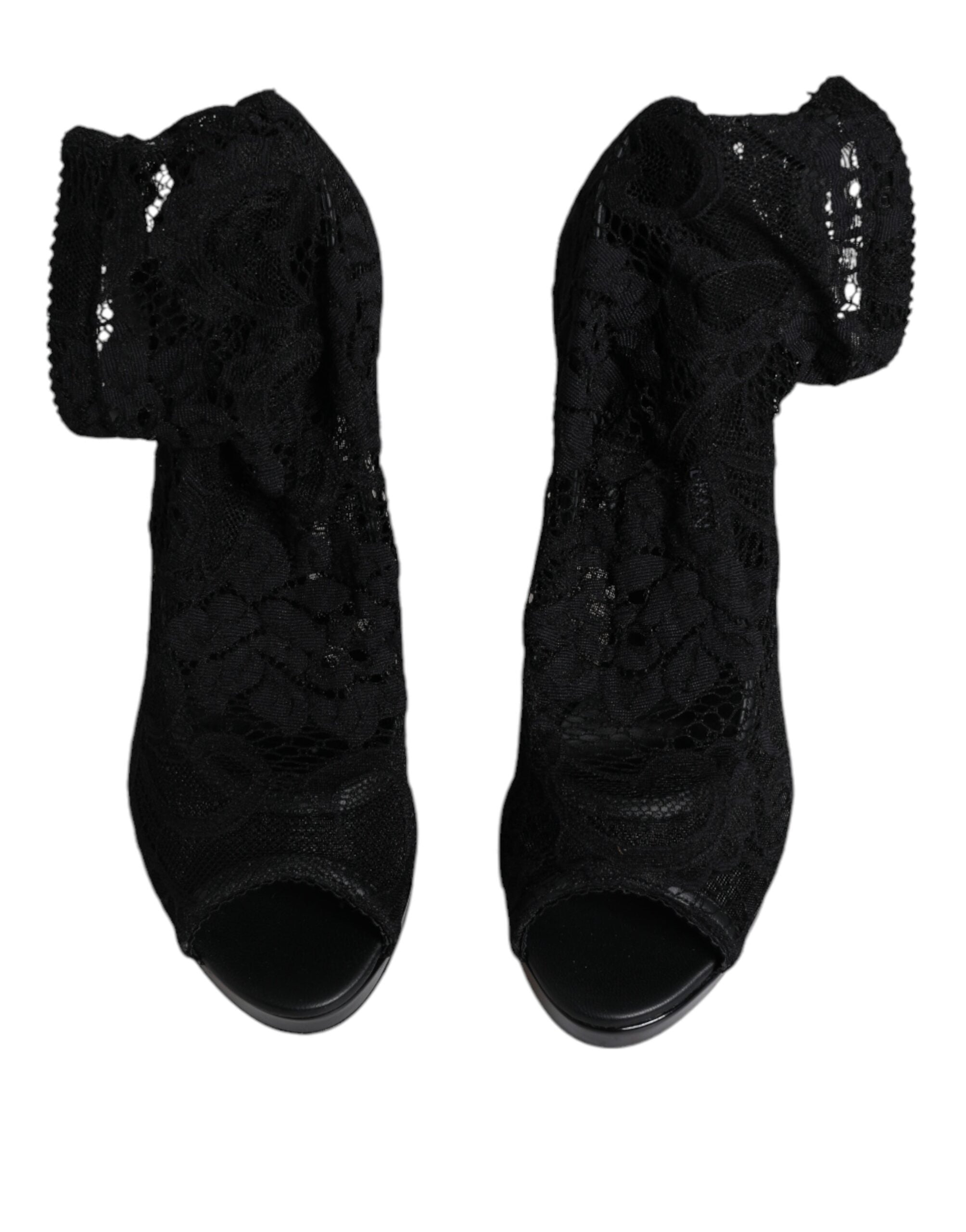 Dolce & Gabbana Black Stretch Taormina Lace Boots Shoes -   -  Dolce & Gabbana. Dolce & Gabbana Black Stretch Taormina Lace Boots Shoes -   -  Dolce & Gabbana.