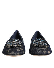 Dolce & Gabbana Blue Taormina Lace Crystals Flats Shoes -   -  Dolce & Gabbana.