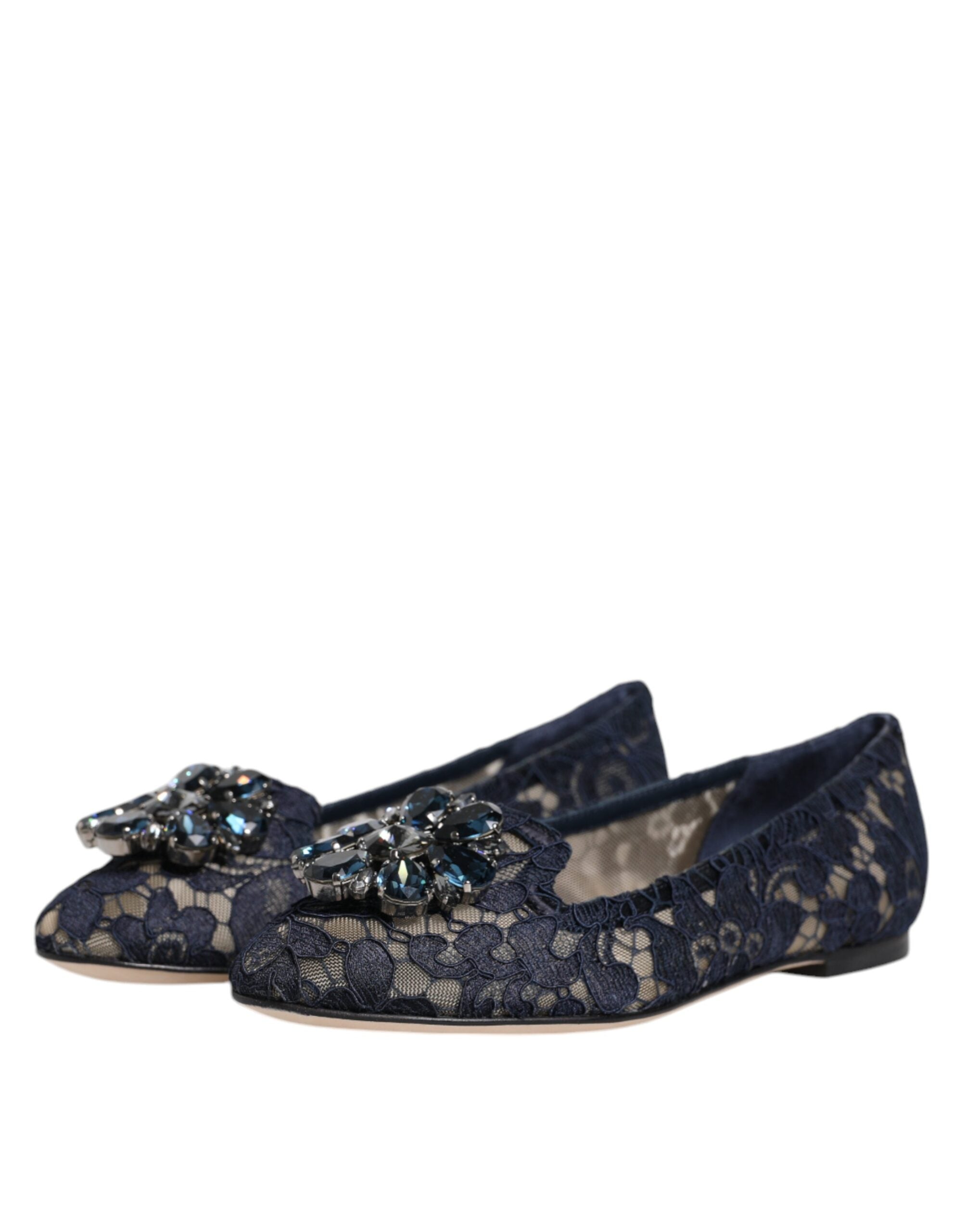 Dolce & Gabbana Blue Taormina Lace Crystals Flats Shoes -   -  Dolce & Gabbana. Dolce & Gabbana Blue Taormina Lace Crystals Flats Shoes -   -  Dolce & Gabbana.