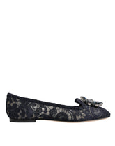 Dolce & Gabbana Blue Taormina Lace Crystals Flats Shoes -   -  Dolce & Gabbana.